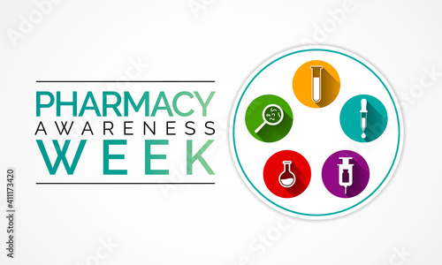 Pharmacy awareness week held in first week of March each year,  is a time to recognize the multiple roles of the pharmacist. vector illustration.