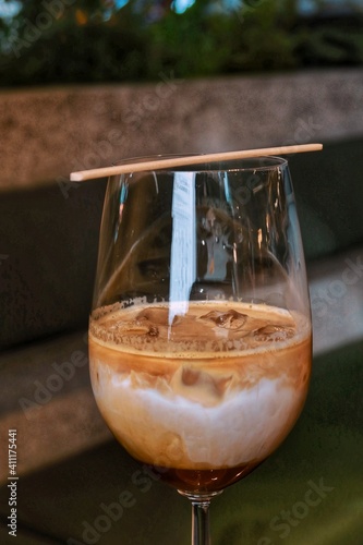 closeup iced milk coffee latte © baworn47