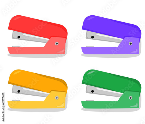Vector illustration set of a stapler for office equipment