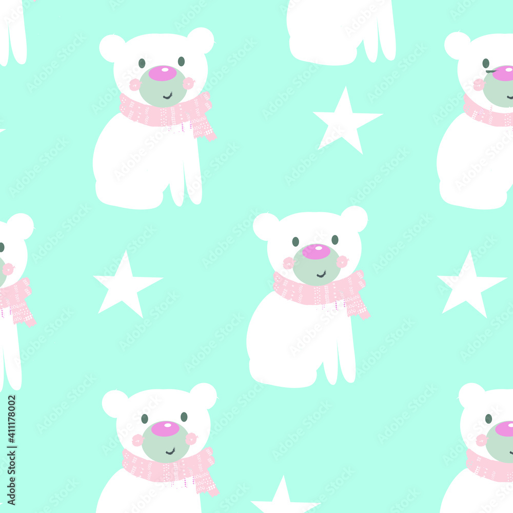  cute panda pattern vector illustration. Beautiful design elements, perfect for nursery.