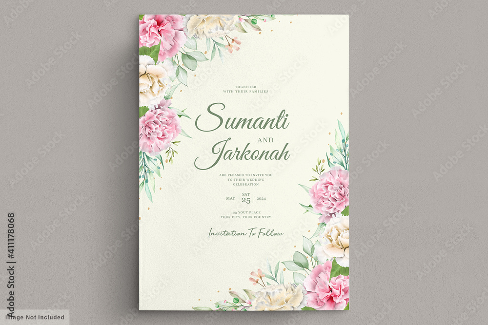 carnation flowers invitation card