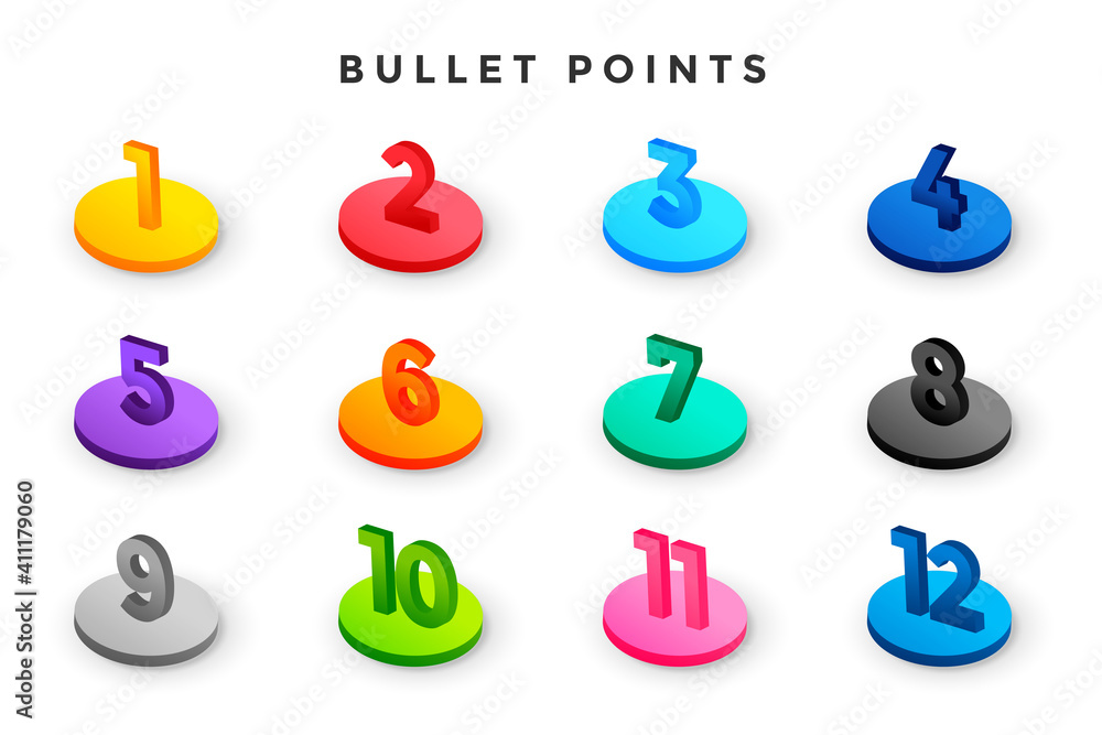3d style bullet points numbers from one to twelve 3d style bullet points numbers from one to twelve