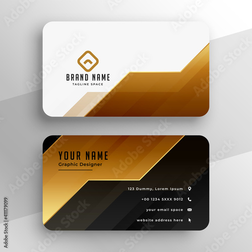 golden premium business card in geometric style