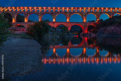 The Pont du Gard is a Roman aqueduct in the south of France photo