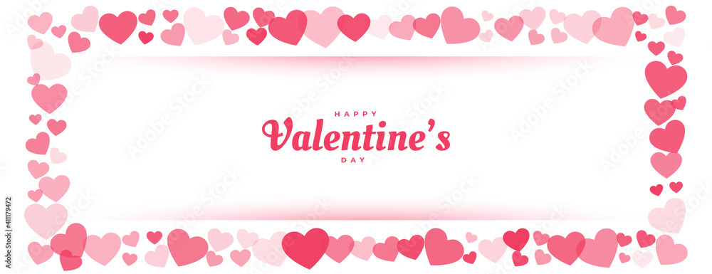 happy valentines day red heart frame banner design