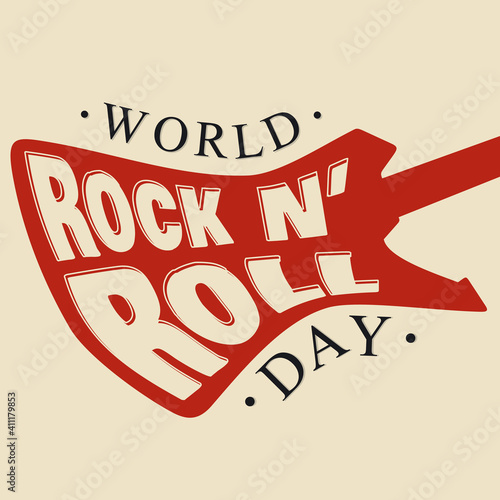 World Rock N Roll Day letter hand drawn