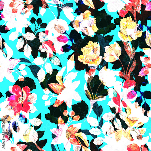 Beautiful seamless floral pattern background.
