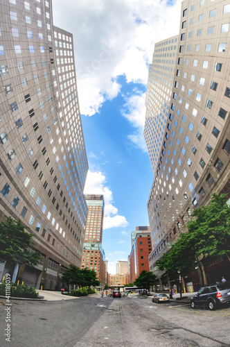 Photography new york city street, fisheye lens