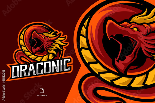 red dragon mascot esport gaming logo illustration template