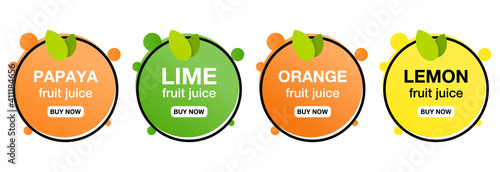 Orange lemon lime papaya healthy juice design sticker.
