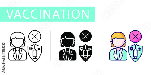 icons set, vaccination, refusal to vaccinate