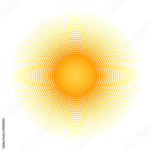 Solar radial pattern Orange abstract banner from lines Sun shape design element with a lines pattern rays Decorative sun icon solar symbol for creative design of summer spring theme Vector solar icon