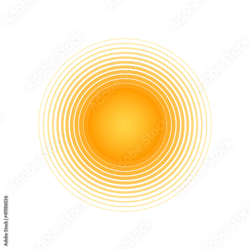 Solar radial pattern Orange abstract banner from lines Sun shape design element with a lines pattern rays Decorative sun icon solar symbol for creative design of summer spring theme Vector solar icon