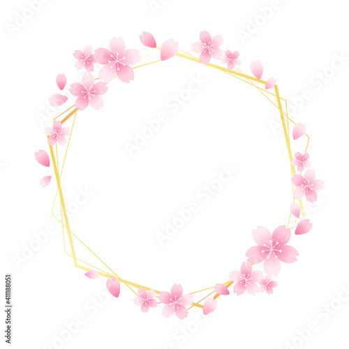 六角形と桜のフレーム