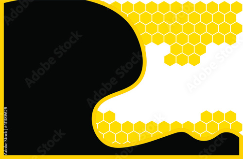 vector banner with honeycomb and place for text. flat banner image separated by frame for text