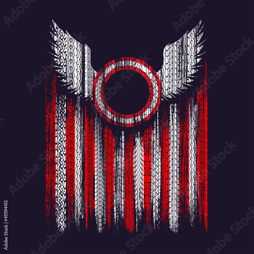 Circle shield with wings grunge