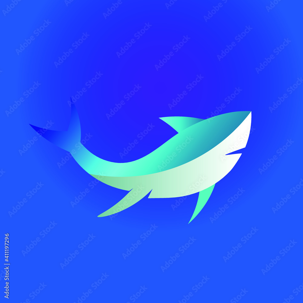 Illustration of blue shark in minimalism style Illustration of blue shark in minimalism style