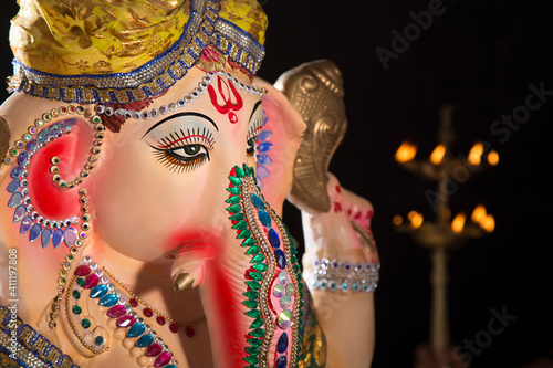 closeup of a ganesh idol	