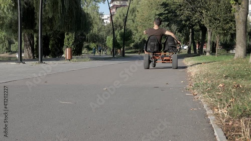 Wallpaper Mural Father with his son on vacation riding on bikes and have fun together Torontodigital.ca