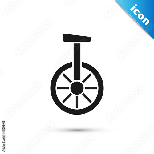 Grey Unicycle or one wheel bicycle icon isolated on white background. Monowheel bicycle. Vector.