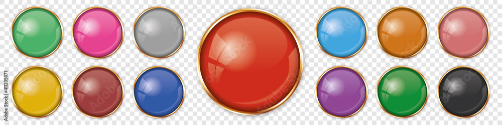 set of buttons with gold frame on transparent background
set of buttons with gold frame on transparent background