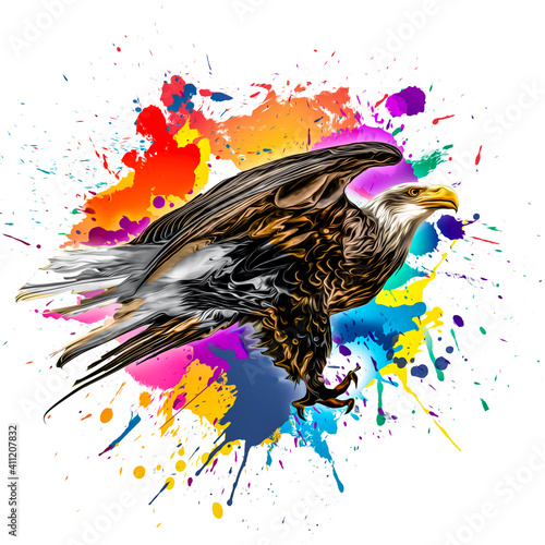 eagle's illustration on background with colorful creative elements 