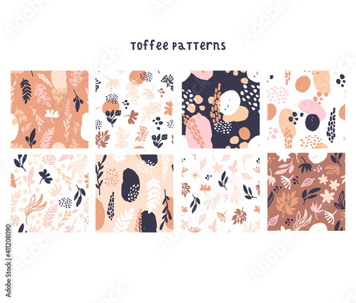 Toffee Patterns Collection - painted seamless patterns and backgrounds