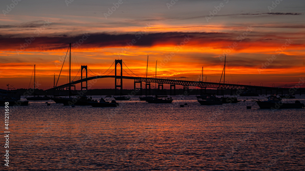 Newport Bridge sunset