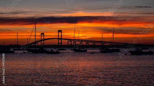 Newport Bridge sunset