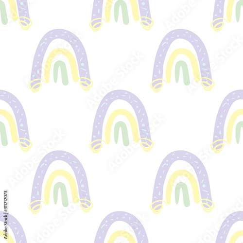 seamless pattern rainbow boho lilac and yellow colors, prints design elements for kids,on white background vector illustration