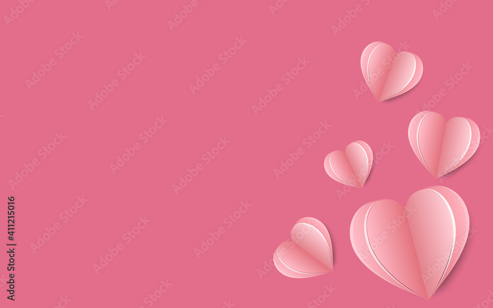 Paper heart with pink background