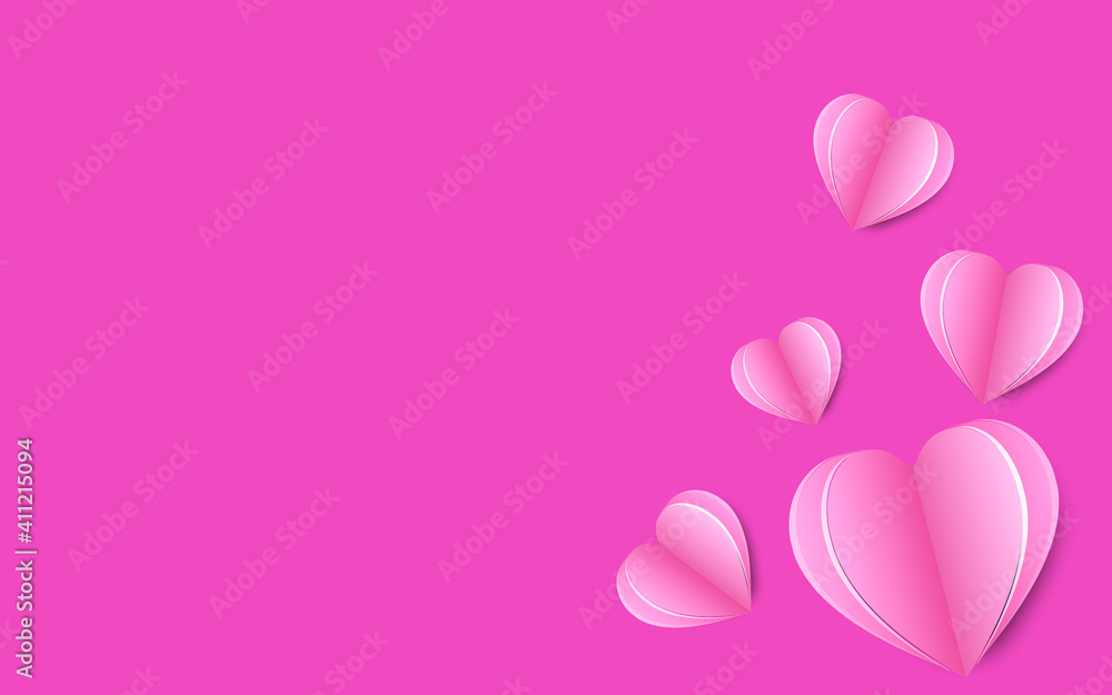 Paper heart with pink background