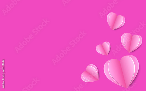 Paper heart with pink background