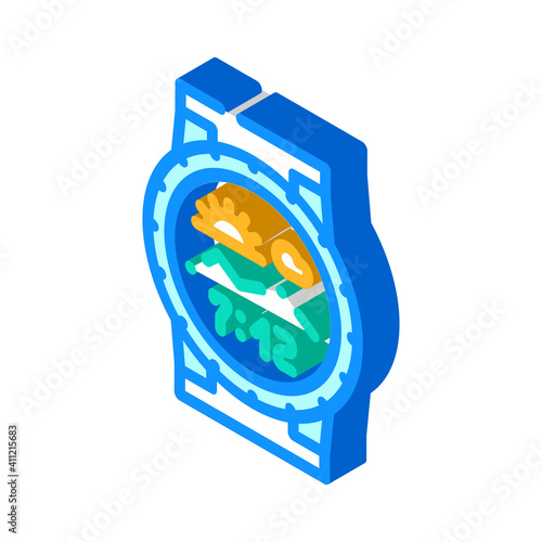 wrist tracker with watch isometric icon vector illustration