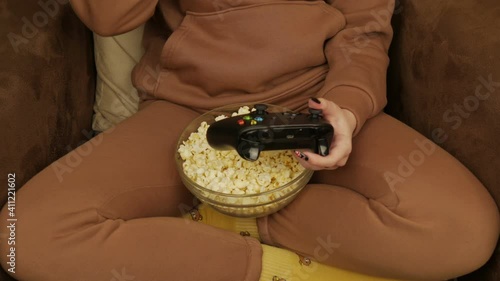 Girl Playing A Game Joystick