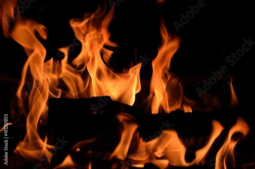 fire in fireplace