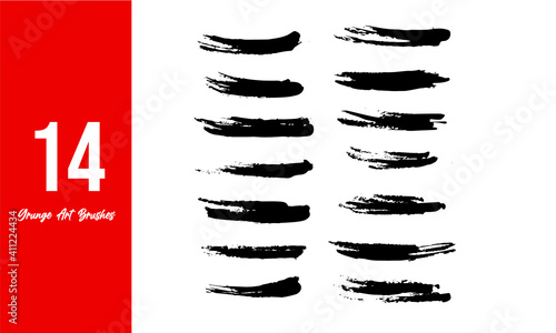 14 Grunge Art Brushes Stoker vector black brush line