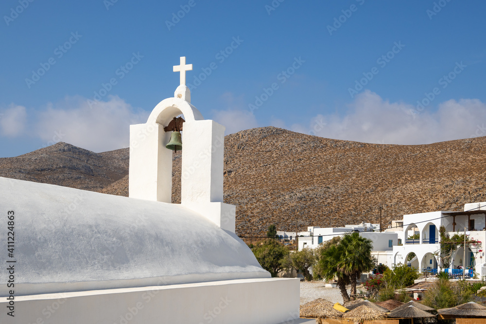 Fototapeta premium Agios Artemios church in the port of Karavostasi on the island of Folegandros. Cyclades, Greece