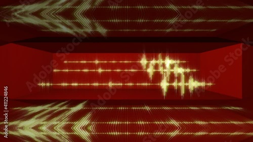 Gold color music sound wave on a red background motions for projection mapping