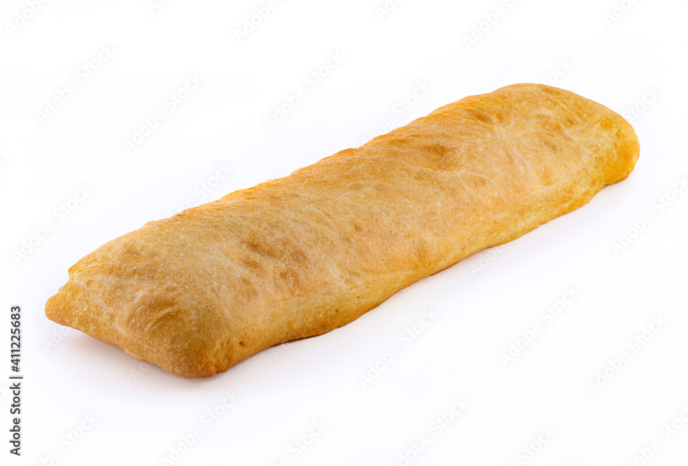 Italian ciabatta bread isolated on white background Italian ciabatta bread isolated on white background