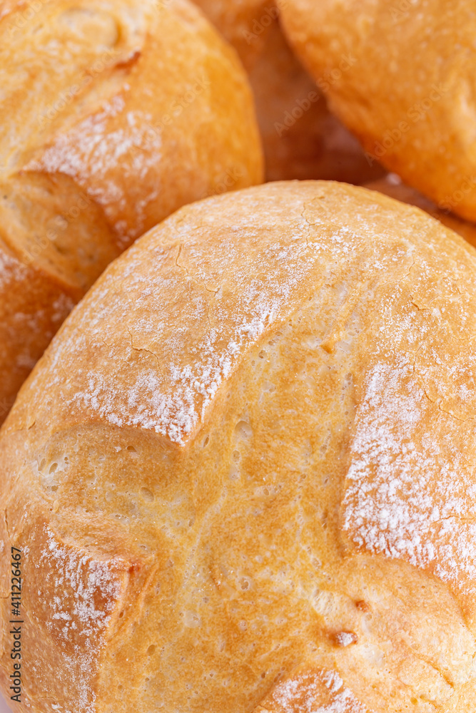 Closeup of bread rolls, fresh and crispy