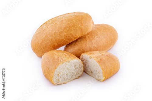 French bread isolated on white background. Fresh and crispy