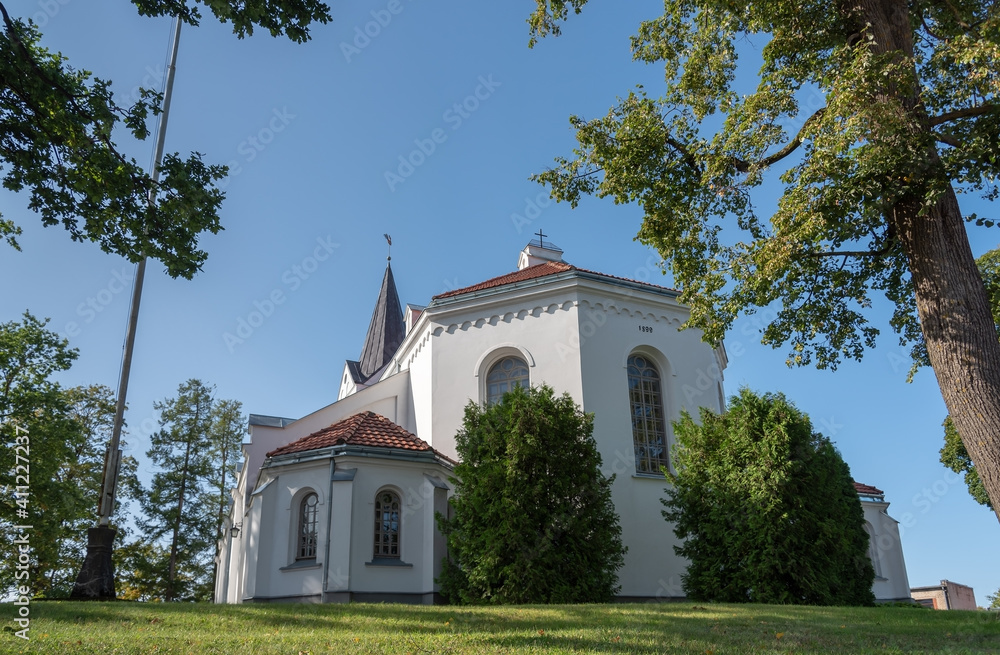 Church on a hill in a Saldus.