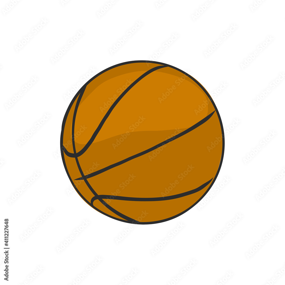illustration of a basketball outline isolated in white background. basketball ball, vector sketch illustration