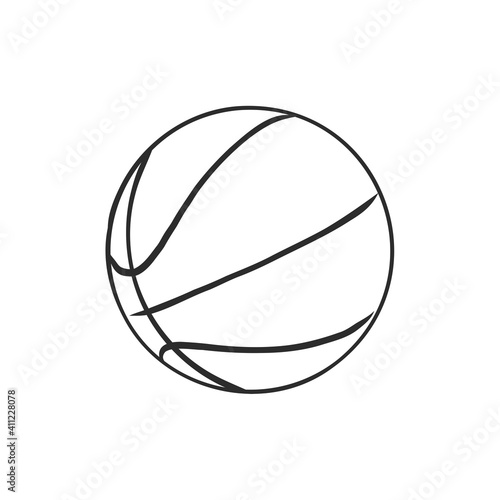 illustration of a basketball outline isolated in white background. basketball ball, vector sketch illustration