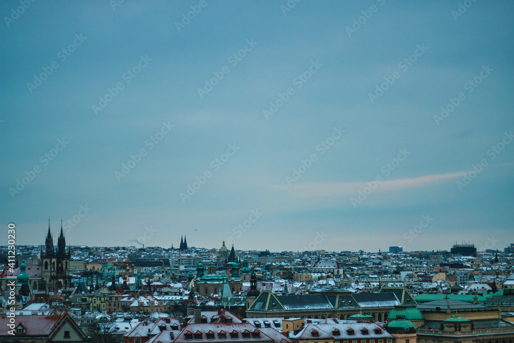 Prague landscape view winter
