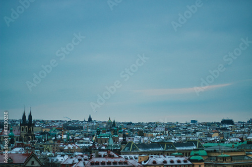 Prague landscape view winter