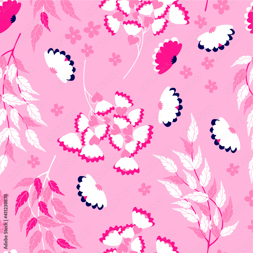 Fototapeta premium Pink Navy Seamless Pattern