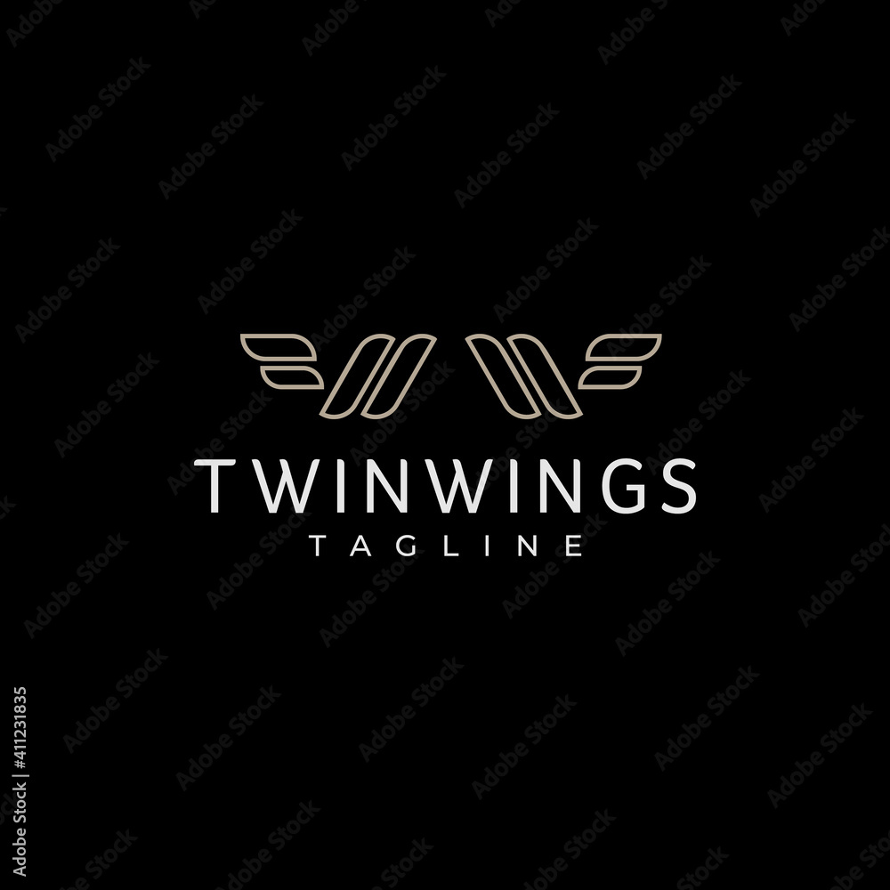 Abstract wings logo design in a modern monoline style.