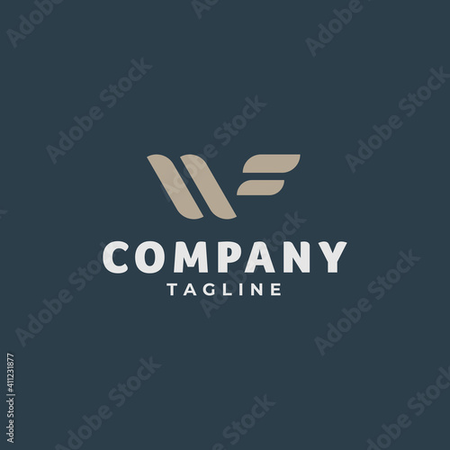 WF letter initials logo design with bold outline style.